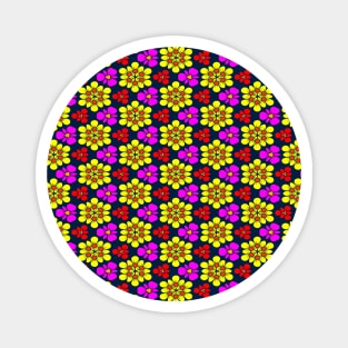 Yellow and Pink Flower Pattern Magnet